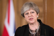 La primera ministra británica, Theresa May, en una rueda de prensa de este lunes.-JASON ALDEN