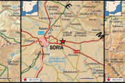 Mapa de tres de los terremotos más importantes de la provincia de Soria en 2022.-HDS