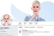 Captura de imagen del perfil de Kate Perry en Twitter, donde aparece la cifre de sus 100 millones de seguidores.-