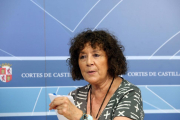 La portavoz de Sanidad del Grupo Parlamentario Socialista, Mercedes Martín, hace balance de las políticas sanitarias de la Junta en esta legislatura.-ICAL