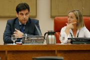 Pedro Luis Sanchez Ruiz, presidente de la Asociacion de Inspectores del Banco de España, junto a la diputada Ana Oramas, presidenta de la comisión parlamentaria de investigación sobre el rescate bancario.-JOSÉ LUIS ROCA