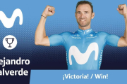 Así ha festejado el equipo Movistar la victoria de Valverde.-MOVISTAR TEAM