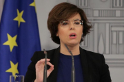 Comparecencia de la vicepresidenta del Gobierno, Soraya Sáenz de Santamaría, el pasado jueves.-JOSE LUIS ROCA