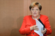 Merkel, tras el Comsejo de Ministros de este miércoles.-CLEMENS BILAN