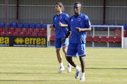 Lago Junior y Diego Antón en un entrenamiento de esta pretemporada. / V. Guisande-