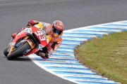 Marc Márquez durante la primera tanda de entrenamientos libres en Phillip Island.-EFE / JOE CASTRO
