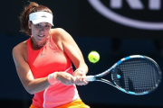 Garbiñe Muguruza, durante el partido contra Kontaveit, en la primera ronda del Abierto de Australia, este martes en Melbourne.-EFE / DAVID CROSLING