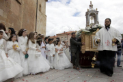 La procesión del Curpus en la capital junto a la iglesia de La Mayor.-DIEGO MAYOR