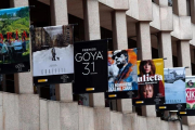 Fachada del Ministerio de Cultura con los carteles de las peliculas nominadas en los Premios Goya.-