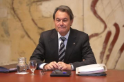 El 'president' en funciones, Artur Mas, en la reunión del Consell Executiu de este martes.-DANNY CAMINAL