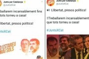 JxCat olvida durante unos minutos solidarizarse y pedir la libertad de los presos que no van en sus listas.-TWITTER