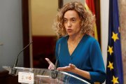 La presidenta del Congreso, Meritxell Batet, tras la audiencia con el Rey.-EFE