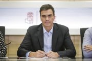 El secretario general del PSOE, Pedro Sánchez, en la reunión de la ejecutiva de este lunes.-EFE / EMILIO NARANJO