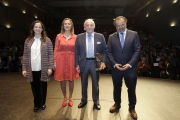 Soledad Ulibarri (Edigrup), Virginia Barcones (delegada del Gobierno), Emiliano Revilla (premio Numancia 2019) y Fernando de Yarza (Grupo Henneo).-REPORTAJE GRÁFICO: LUIS ÁNGEL TEJEDOR Y MARIO TEJEDOR