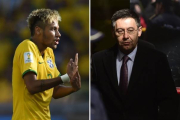 Neymar, durante un partido con Brasil, y Josep Maria Bartomeu.-AFP / PIERRE-PHILIPPE MARCOU / FABRICE COFFRINI