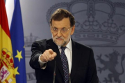 Mariano Rajoy, en una comparecencia de urgencia ante los medios, en una foto de archivo.-