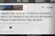 Uno de los mensajes escritos en Twitter por los detenidos en la operación Araña.-Foto: GUARDIA CIVIL