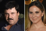 El 'Chapo' Guzmán el 8 de enero tras su captura; y la actriz Kate del Castillo durante el festival AFI en 2015 en Hollywood.-AFP