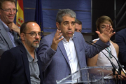 Francesc Homs y otros diputados de CDC, durante la rueda de prensa que ofrecieron en el Congreso el pasado 18 de julio.-DAVID CASTRO