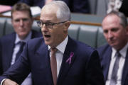 Joyce (derecha) escucha la intervención de Turnbull ante el Parlamento, este jueves en Canberra.-AP / ROD MCGUIRK