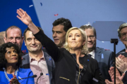 Marine Le Pen, en un mitin en Lyón.-EFE / ARNOLD JEROCKI