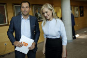 Cristina Cifuentes y Ignacio Aguado, durante la reunión que han mantenido este viernes.-JOSE LUIS ROCA