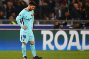 Messi, el día de la fatídica eliminación en Roma que acabó con sus aspiraciones en el premio de la UEFA.-REUTERS / TONY GENTILE