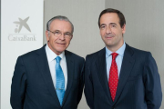 Isidre Fainé y Gonzalo Gortázar, de CaixaBank.-