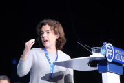 Soraya Sáenz de Santamaría durante su intervención.-ICAL