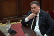 Junqueras durante la comparecencia en el Tribunal Supremo.-EL PERIÓDICO