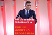 Sánchez, durante la presentación de las 300 medidas para un gobierno progresista.-EFE