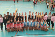 El equipo del Club Gimnasia Soria que el pasado sábado compitió en la localidad madrileña de Coslada dentro de una prueba open como test para el Nacional de mayo.-HDS