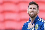 Messi, durante un entrenamiento con la selección argentina en Brasil.-