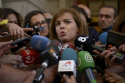 La vicepresidenta del Gobierno, Soraya Sáenz de Santamaría, en el Congreso de los Diputados.-Bernardo Díaz