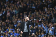 Guardiola, durante el partido del City ante el Mónaco.-AP / Dave Thompson