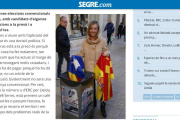Caputra de pantalla de la entrevista en formato digital en la que la candidata por Lleida del PP, Marisa Xandri, se fotografió lanzando una estelada a la papelera.-/ ÒSCAR MIRÓN (SEGRE.COM)