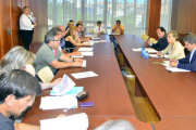 La reunión mantenida ayer entre María José Salgueiro y los alcaldes y responsables de los 16 municipios que integrarán el Área Funcional Estable de Soria. / ÁLVARO MARTÍNEZ-