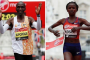 Eliud Kepchoge y Brigid Kosgei.-BEN STANSALL (AFP) / PAUL CHILDS (REUTERS)