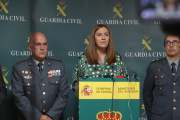 La delegada del Gobierno en Castilla y León, Virginia Barcones, acompañada por el general jefe de la XII Zona de la Guardia Civil en Castilla y León, Luis del Castillo y el teniente coronel jefe de la Comandancia de la Guardia Civil en esta provincia, Andrés Velarde. ICAL