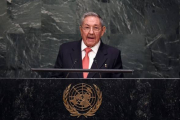 El presidente de Cuba, Raúl Castro, en su intervención en la Asamblea General de la ONU, este sábado.-AFP / TIMOTHY A. CLARY