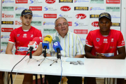 Osveny Sánchez y Pablo Bugallo en su presentación como nuevos jugadores del CMA de Soria. / ÁLVARO MARTÍNEZ-