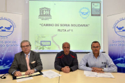 Ángel Crespo, Jesús del Río y Jesús Arroyo en la presentación del 'Camino de Soria Solidaria' / Álvaro Martínez-