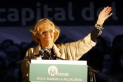 Manuela Carmena, durante la noche electoral de las elecciones municipales de 2015.-EFE