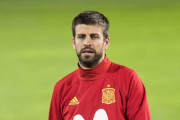 Piqué, durante una sesión de entrenamiento con la selección española-AP