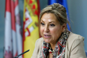 La portavoz de la Junta, Rosa Valdeón, durante su comparecencia.-Ical