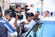 Yecenia Armenta Gracianoa su salida  del penal de la ciudad mexicana de Culiacán.-EFE