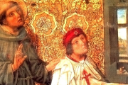 Retrato de Álvaro de Luna († 1453), que fue maestre de la Orden de Santiago y condestable de Castilla, en el retablo de la capilla de Santiago de la catedral de Toledo, (España). WIKIPEDIA
