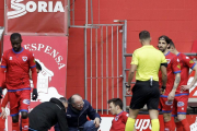 Saúl sufría una dura entrada al inicio del partido ante el Córdoba y es duda para Alcorcón.-Luis Ángel Tejedor