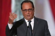 El presidente Hollande, durante su rueda de prensa en el Elíseo.-