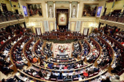 Vista general del hemiciclo del Congreso, durante la sesión constitutiva de la Cámara, el pasado 21 de mayo.-EFE / JAVIER LIZÓN